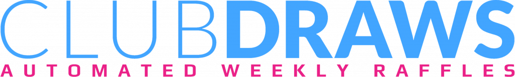 ClubDraws logo with automated weekly raffles tagline