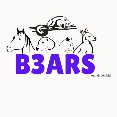 Logo with stylized bear, horse, kangaroo, and dogs.